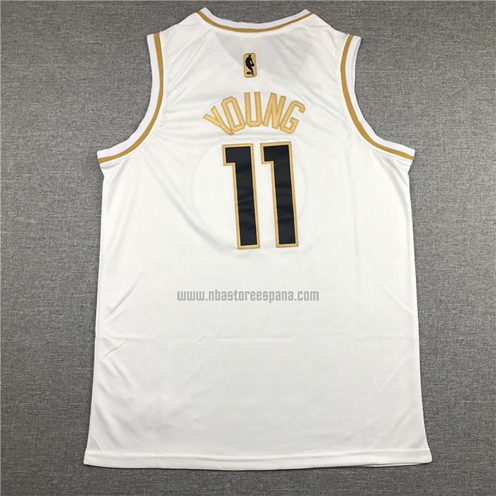 Camiseta Golden Edition Atlanta Hawks Trae Young NO 11 Blanco